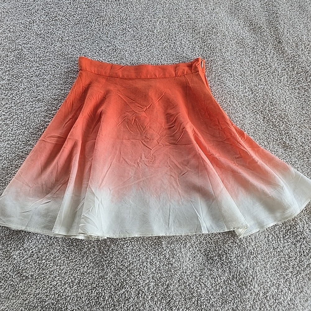 Angie Ombre Coral Peach Skirt Short Size S Side Zip Lightweight Flowy Boho